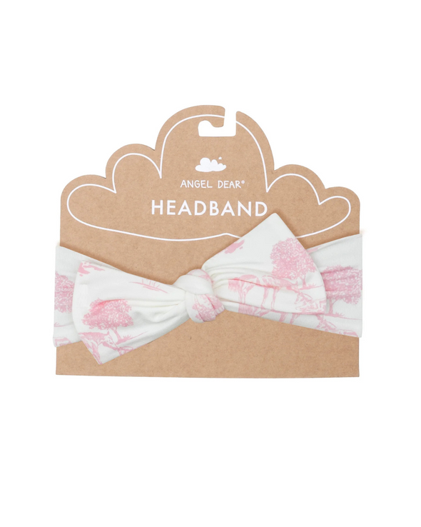 Pink Farm Toile Headband Bow