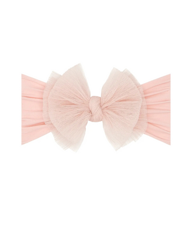 Pleated Rose Quartz Nylon Headband Bow