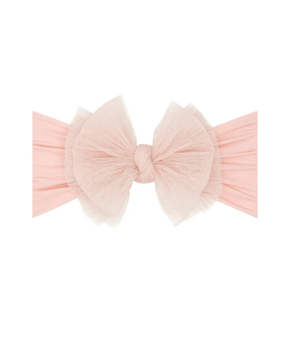 Pleated Rose Quartz Nylon Headband Bow