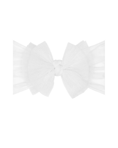 Pleated White Nylon Headband Bow