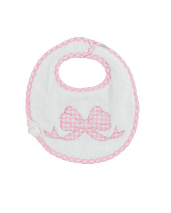Gingham Bow Applique Terry Bib