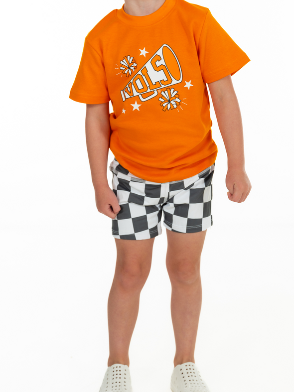 Grey Checkered Bike Shorts