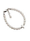 Amelia Sterling Silver Pearl + Cross Bracelet