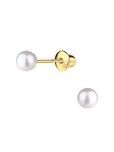 Pearl Gold-Plated Screw Back Earrings