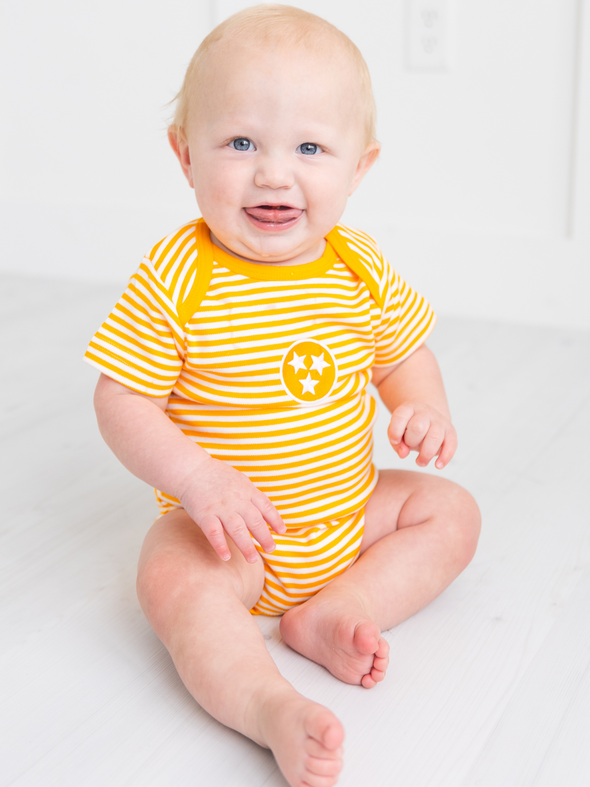 Tri Star Orange and White striped Bodysuit