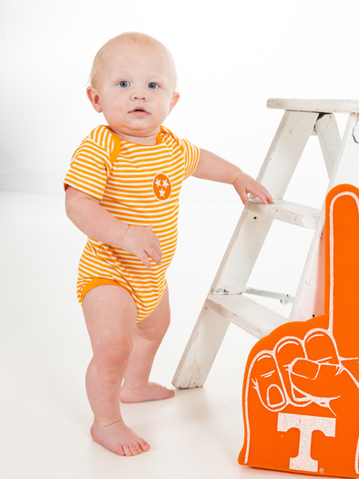 Tri Star Orange and White striped Bodysuit