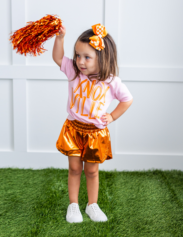 Orange Metallic Shorts
