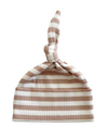 Tan Stripe Organic Ribbed Beanie