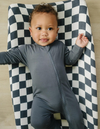 Charcoal Checkered Muslin Changing Pad Cover