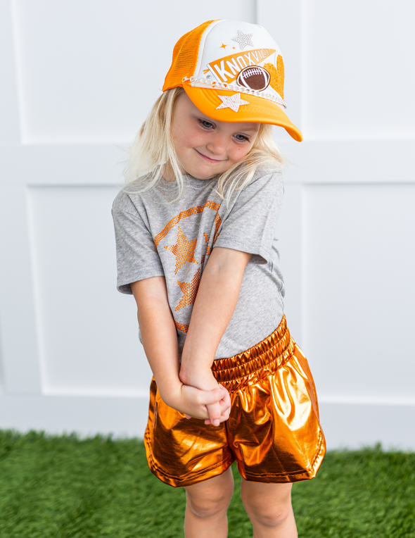 Orange Metallic Shorts