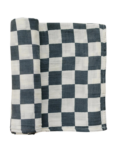 Charcoal Checkered Muslin Swaddle Blanket