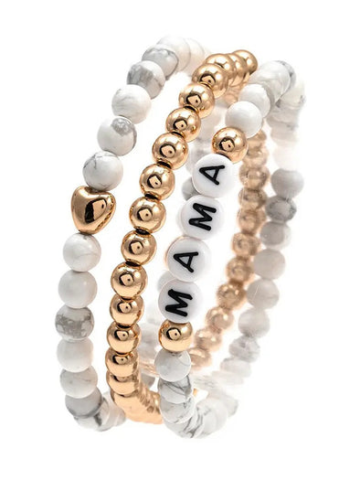 MAMA Semi Precious Bead Bracelet Set
