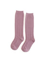 Dusty Rose Cable Knit Knee Highs