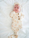 Neutral Daisy Knotted Baby Gown