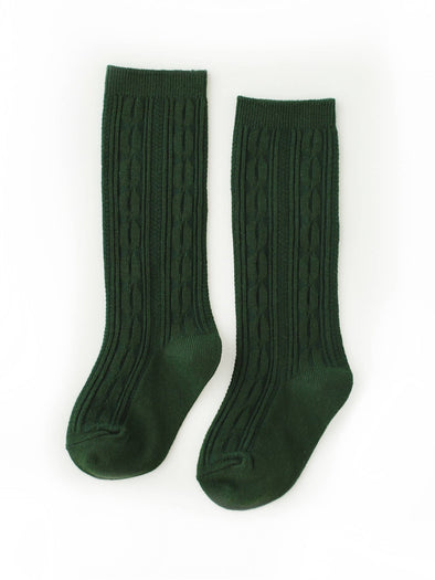 Little Stocking Co. Forest Green Cable Knit Knee High Socks