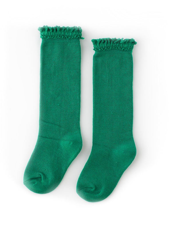Little Stocking Co. Emerald Lace Top Knee High Socks