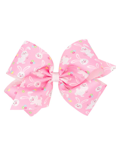 Wee Ones Easter Pink W/White Bunny Grosgrain Bow