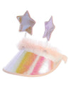 Glittery Iridescent Visor with Two Glittery Stars & Shimmery Tulle Accent