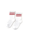 Little Stocking Co. White Lace Top Red Striped Midi Socks