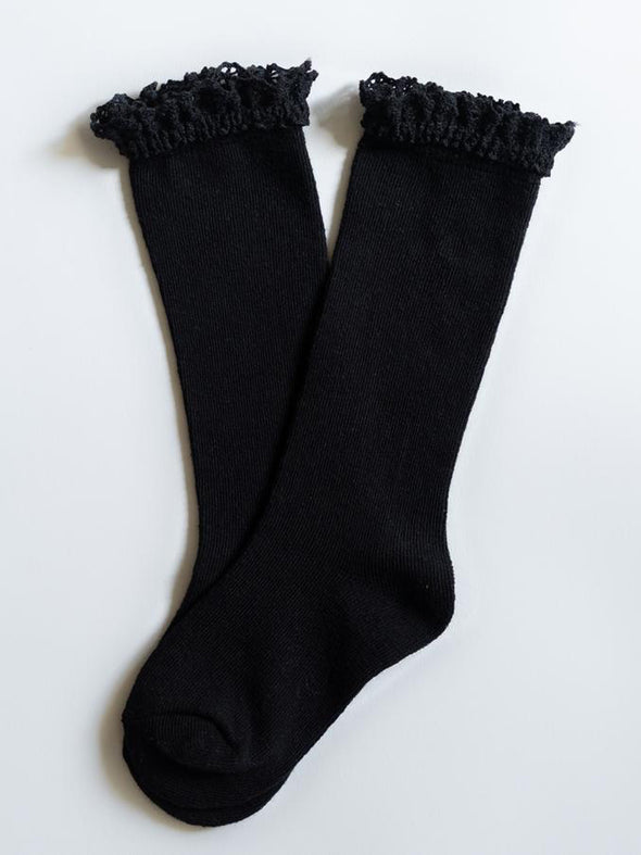 Little Stocking Co. Black Lace Top Knee Highs