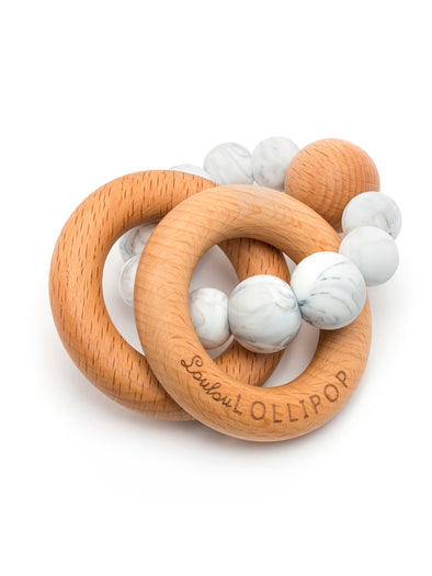 Loulou Lollipop Bubble Silicone and Wood Teether -Marble