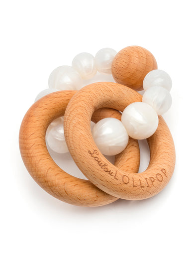 Loulou Lollipop Bubble Silicone and Wood Teether -Pearl
