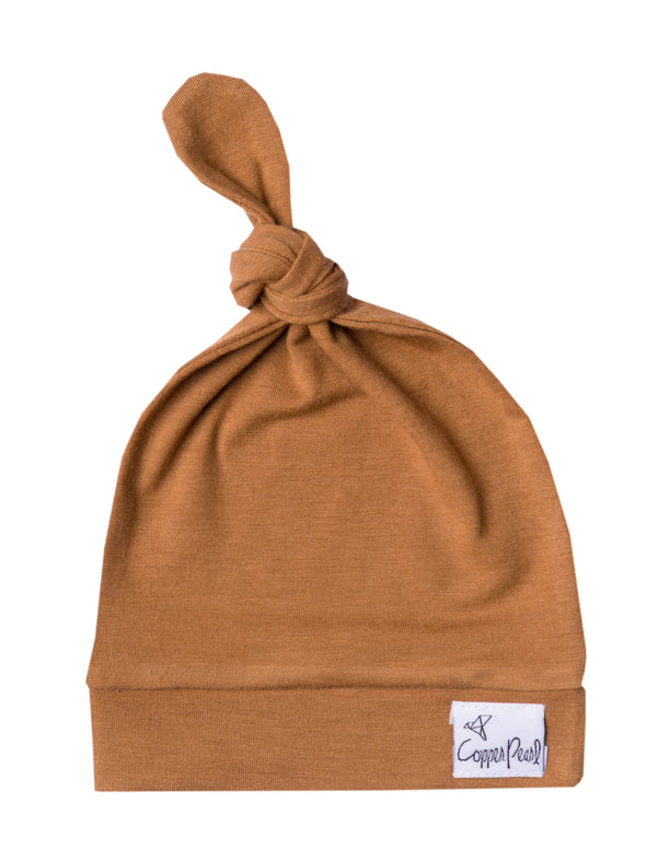 Copper Pearl Camel Top Knot Hat