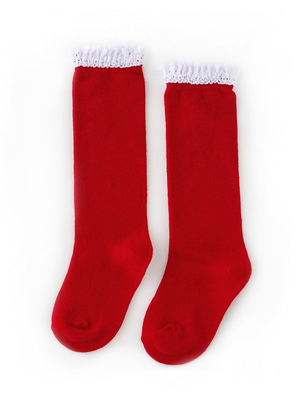 Little Stocking Co. Santa Baby Lace Top Knee High Socks