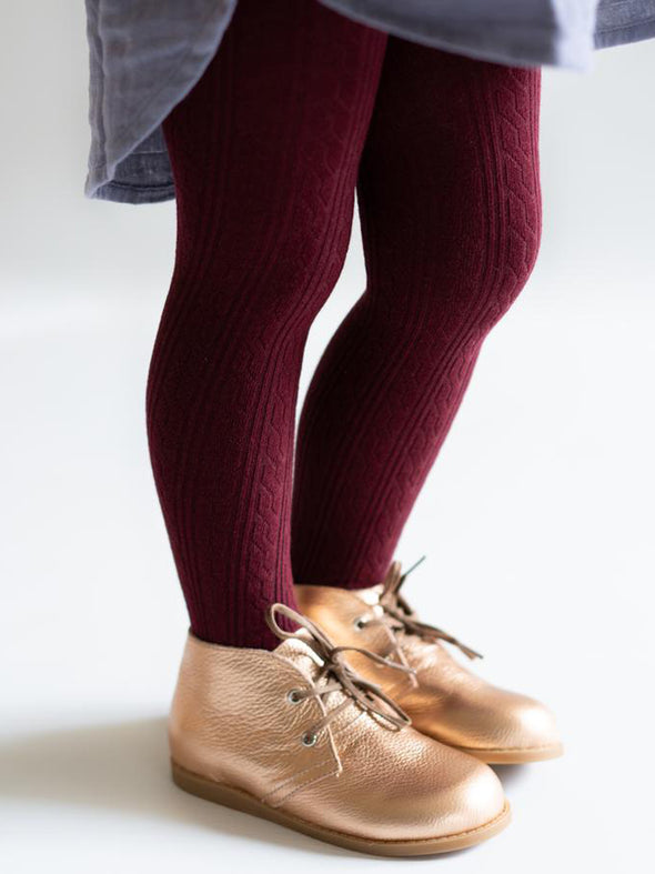 Little Stocking Co. Wine Cable Knit Tights