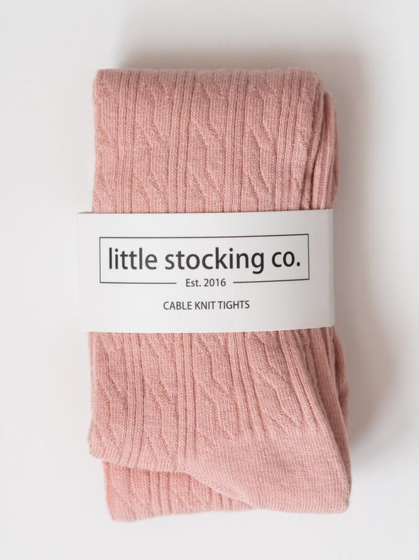 Little Stocking Co. Blush Pink Cable Knit Tights