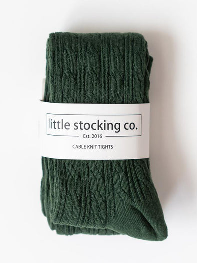 Little Stocking Co. Forest Green Cable Knit Tights