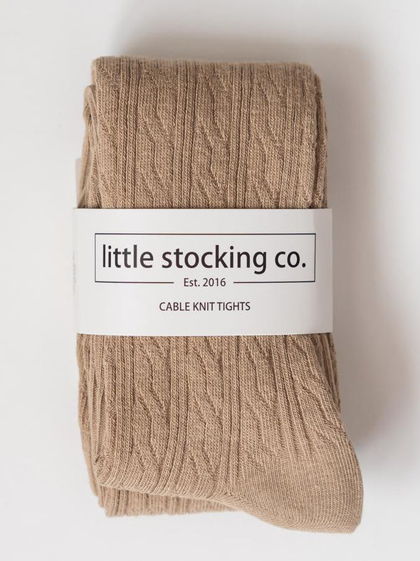 Little Stocking Co. Oat Cable Knit Tights