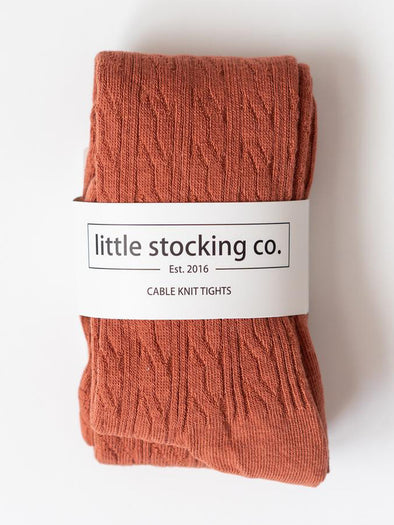 Little Stocking Co. Rust Cable Knit Tights