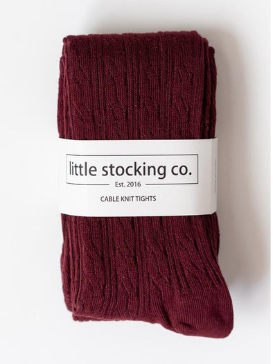 Little Stocking Co. Wine Cable Knit Tights