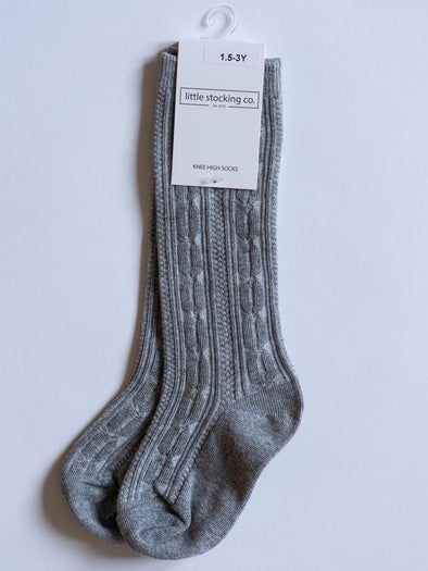 Little Stocking Co. Gray Cable Knit Knee Highs