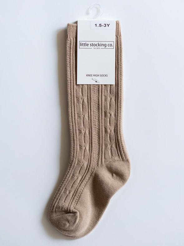 Little Stocking Co. Oat Cable Knit Knee Highs