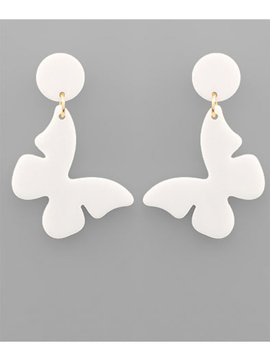 White Acrylic Butterfly Earrings