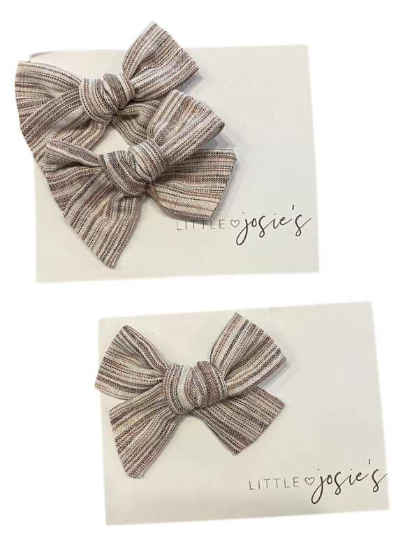 Lexie Striped Linen Clip Bows