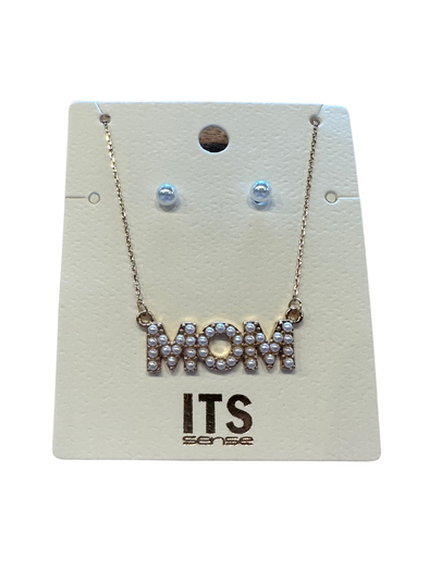 MOM Pearl Necklace & Earring Set
