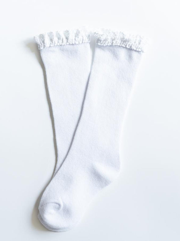 Little Stocking Co. White Lace Top Knee Highs