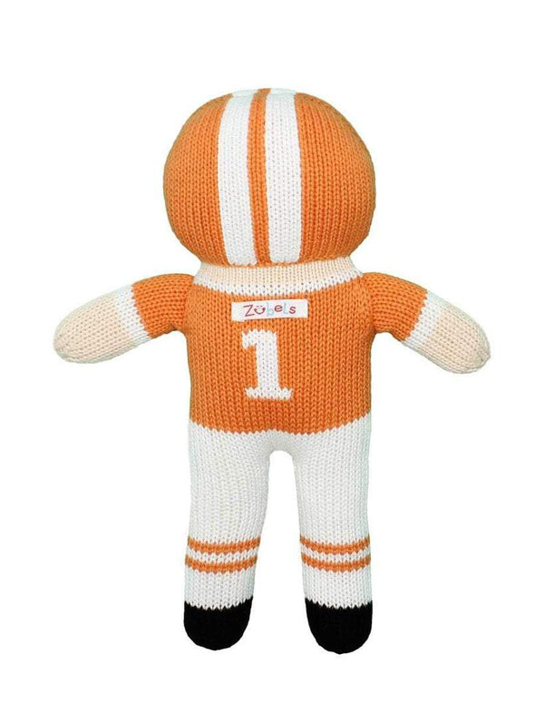 Zubels Orange & White Knit 7" Football Player Rattle Doll