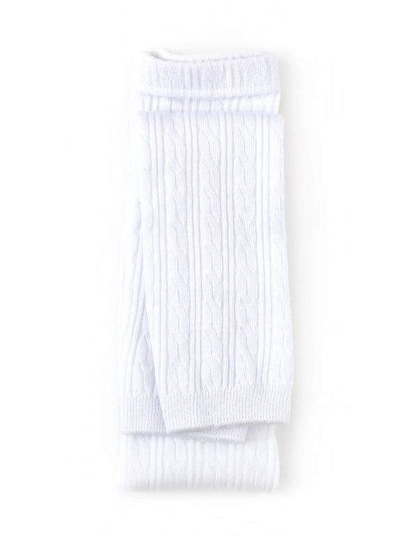 Little Stocking Co. White Cable Knit Footless Tights