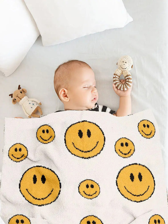 Happy Face Plush Baby Blanket