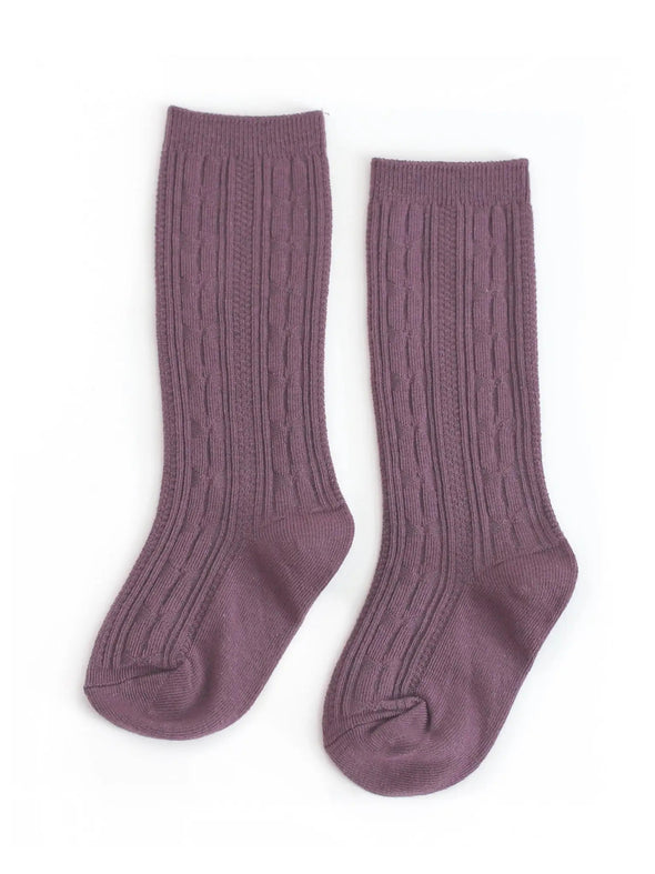 Little Stocking Co. Dusty Plum Cable Knit Knee High Socks