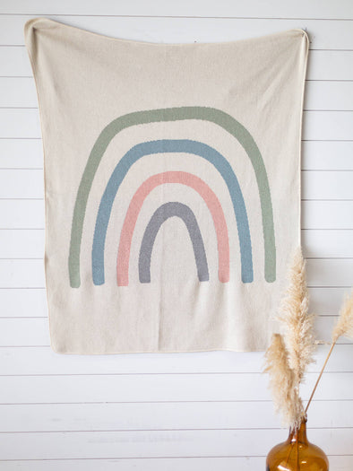 Pastel Rainbow Knit Baby Blanket