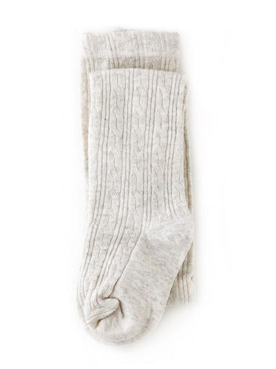 Heathered Ivory Cable Knit Tights