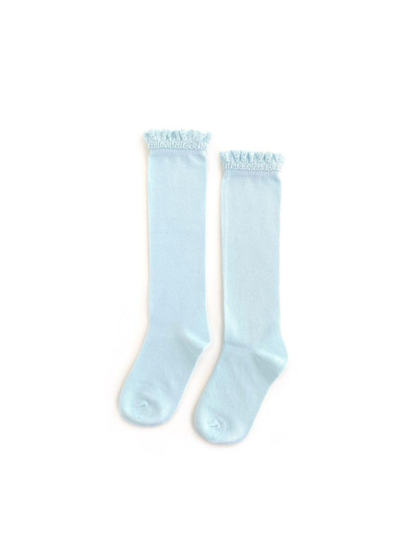 Little Stocking Co. Pastel Blue Lace Knee High Socks