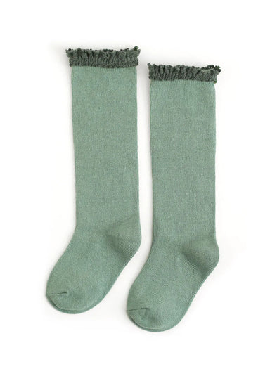 Little Stocking Co. Spearmint Lace Top Knee High Socks
